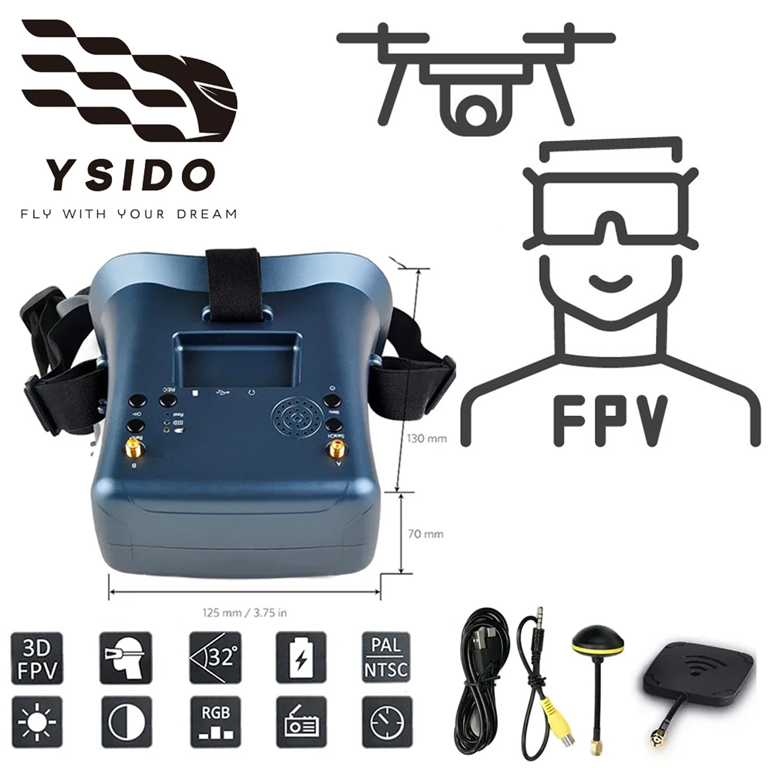 Skyzone Sky04O Pro Fpv Goggles - FPVゴーグル 008D 5.8G 40CH 4.3インチ ビデオヘッドセット